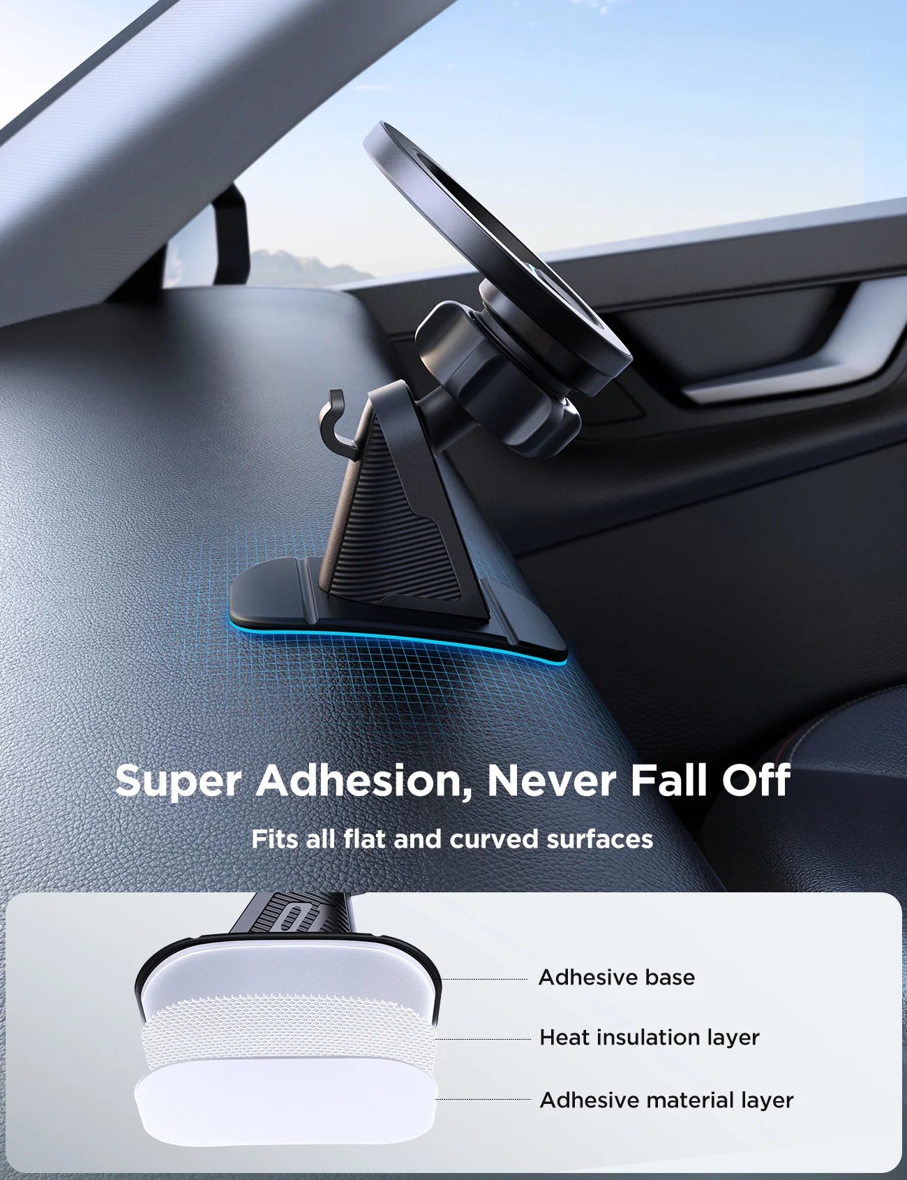 2 in 1 Magnetic Phone Holder for Car, Air Vent & Dashboard Car Phone Holder for Iphone, Compatible for Magsafe Car Mount, Fit for Iphone 16 15 14 13 12 Pro Max