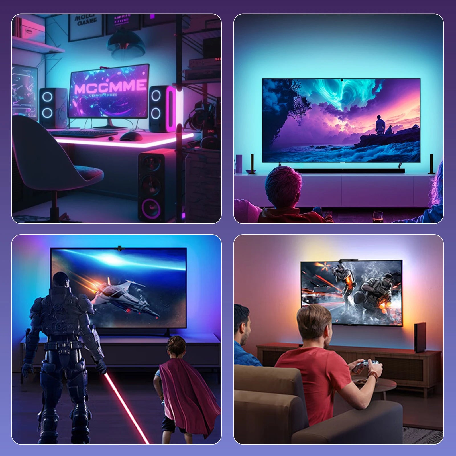 TV LED Backlight with Camera Ambient Strip Light Immersion Led Color Strip LED Light for 55-65 Inch Tv Pc Tape Screen Led Rgb