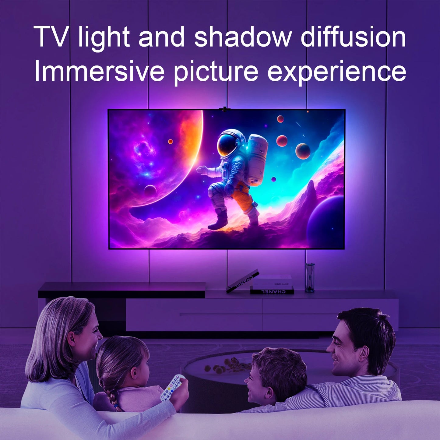 TV LED Backlight with Camera Ambient Strip Light Immersion Led Color Strip LED Light for 55-65 Inch Tv Pc Tape Screen Led Rgb