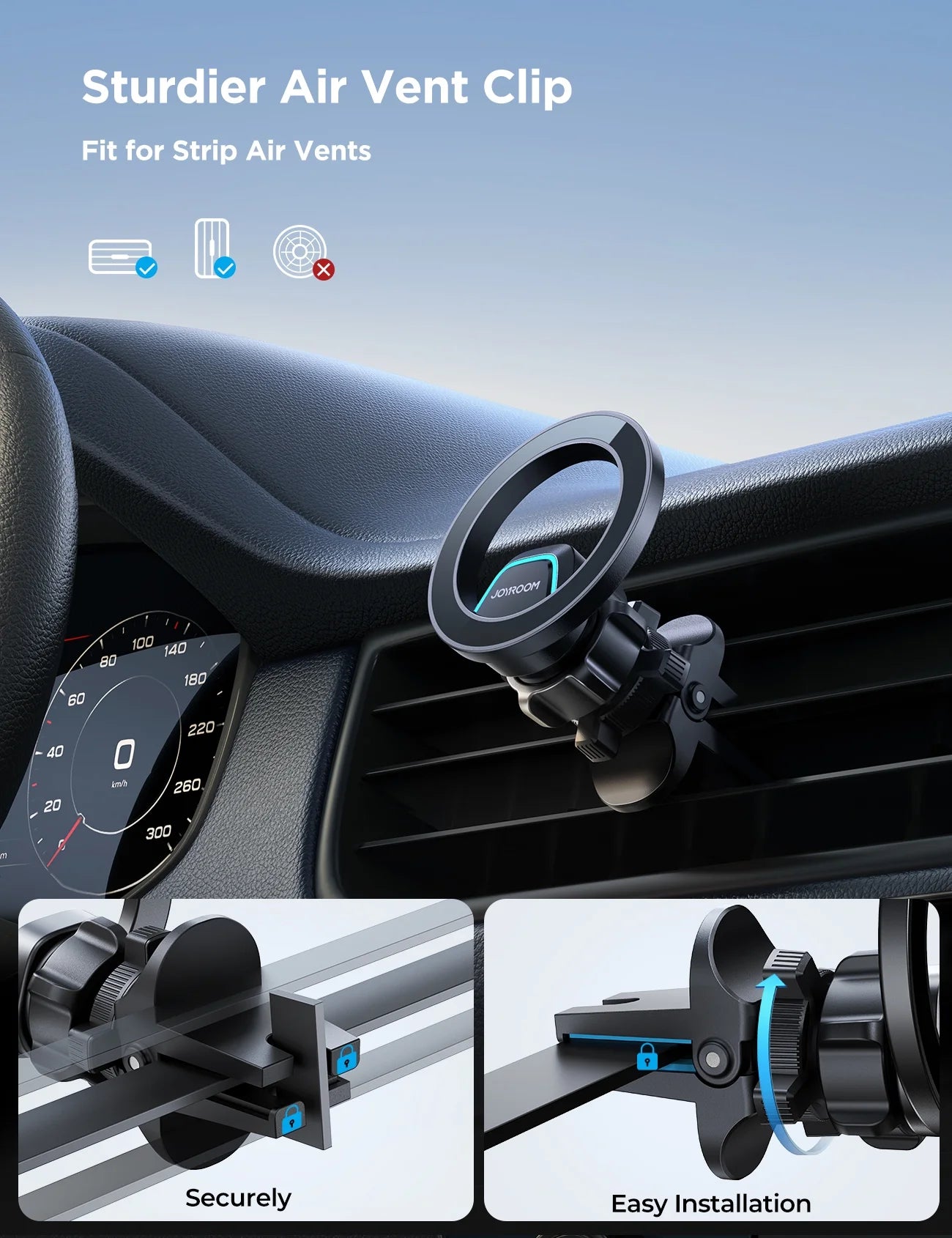 2 in 1 Magnetic Phone Holder for Car, Air Vent & Dashboard Car Phone Holder for Iphone, Compatible for Magsafe Car Mount, Fit for Iphone 16 15 14 13 12 Pro Max